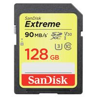 SanDisk Extreme SDHC Card 128GB 90MB/s Class 10 UHS-I U3