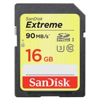 SanDisk Extreme SDHC Card 16GB 90MB/s Class 10 UHS-I U3