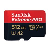SanDisk Extreme PRO microSDXC 512GB + SD Adapter + RescuePRO Deluxe 170MB/s A2 C10 V30 UHS-I U3
